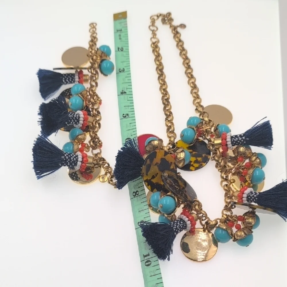 J. Crew Bracelet Beautiful Chaos Gold, Turquoise, Red (No Necklace)